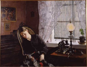 Christian Krohg, Sypike, 1881. Olje på lerret, 130 x 166 cm. Göteborg; Göteborg Konstmuseum.